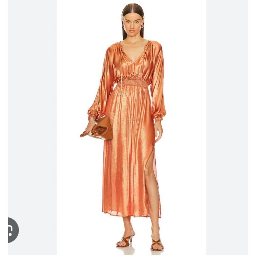 Sundress Tianna Dress Womens Medium Large Terracotta Metallic Long Sleeve